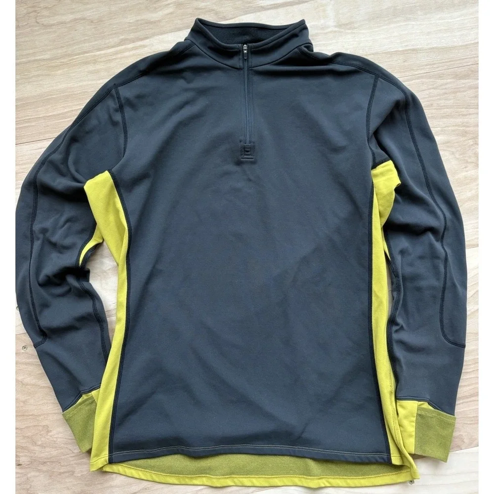 Arc'teryx Phase SV 1/4 Zip Base Layer Pullover Mens L Gorpcore Gray Yellow